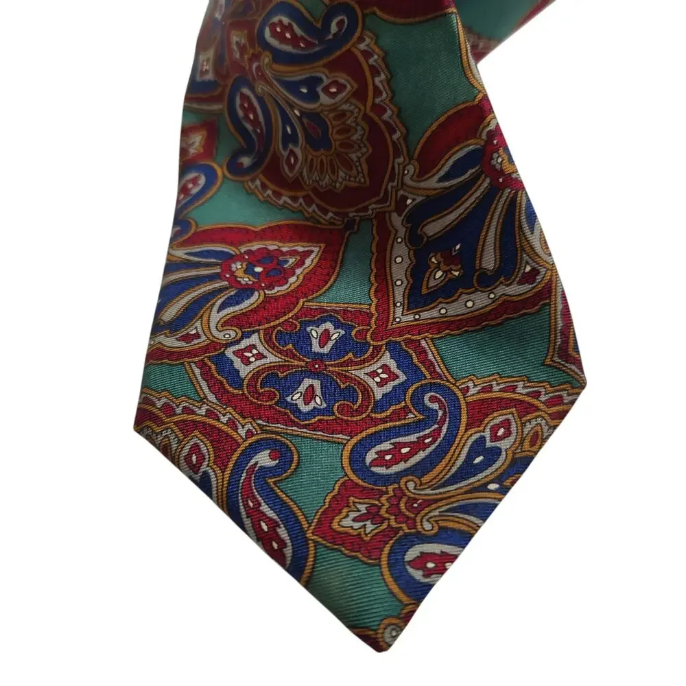 Set of 2 Vtg 80s 90s Christian Dior 100% Silk Ties USA Made Brown Purple Paisley